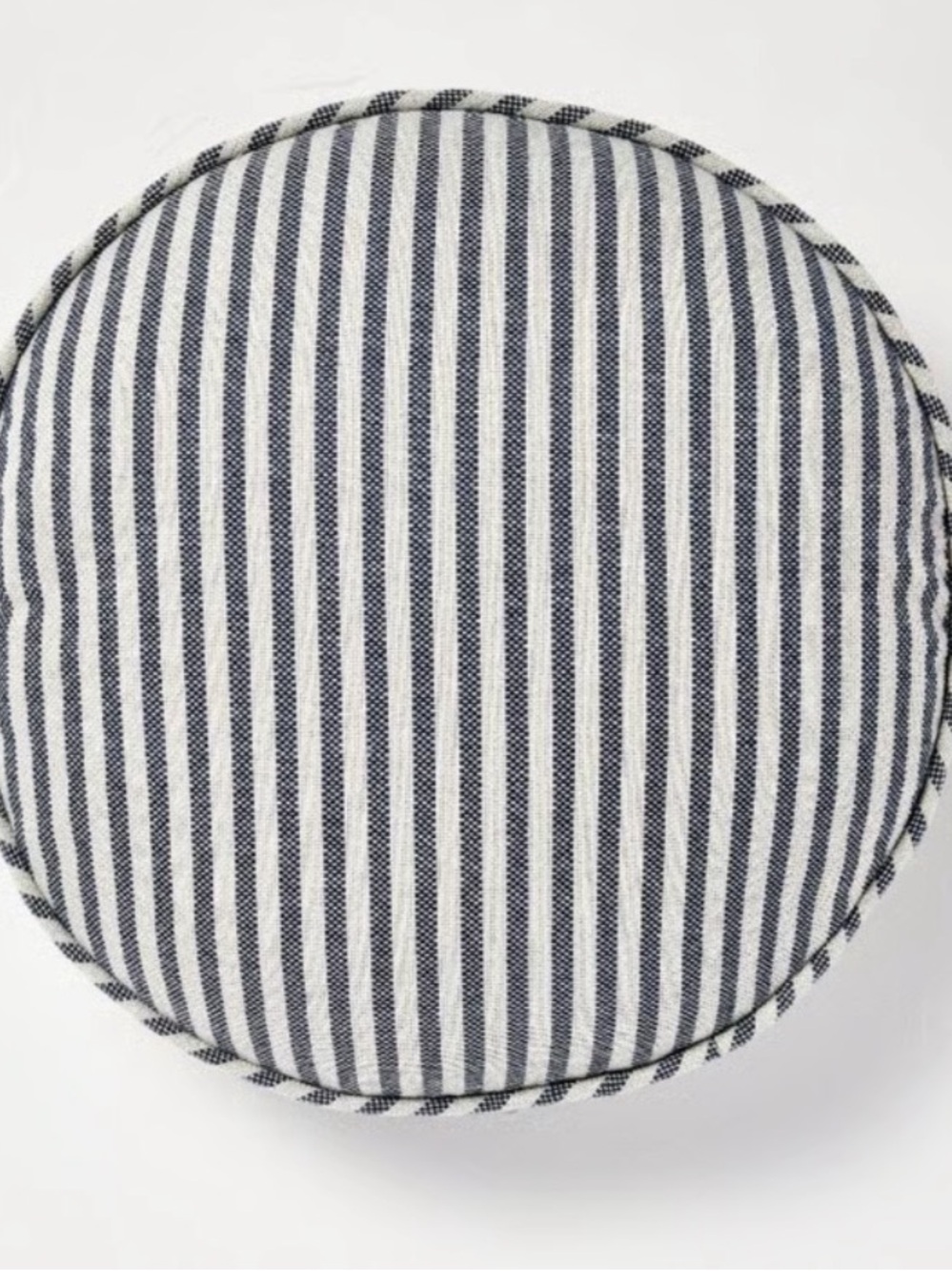 Striped Round Floor Cushion - Navy & White